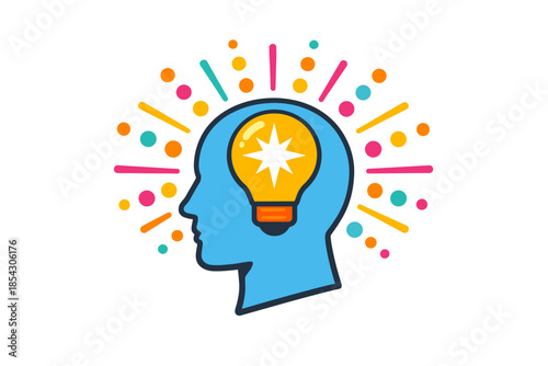 Creative thinking concept with lightbulb head silhouette