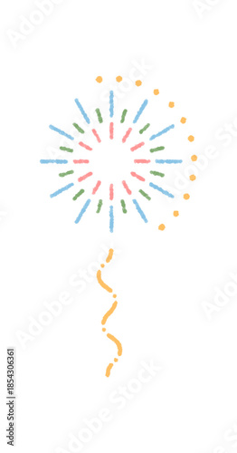 Chalk firework burst with star and spark as a festive party icon in a bright circle. Celebration explosion symbol, with graphic details, ideal for cheerful holiday and special event concepts.