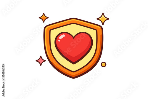 Heart emblem on shield: symbol of love and protection