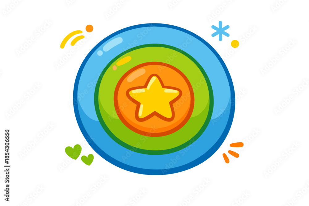 Fototapeta premium Colorful circular design with star center and decorative elements