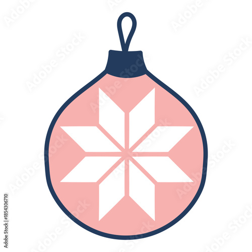 Christmas ornament, tree decoration, bauble, ball isolated on transparent. Hand drawn line art vector illustration. Traditional holiday, Xmas, New Year, seasonal design element, clip art