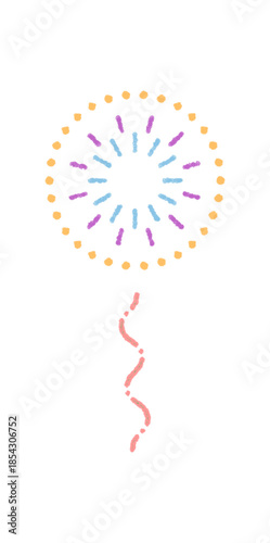 Chalk firecracker burst with hand drawn circle element. Festive pattern and celebration spark radiate party mood. Firework burst style brings cheerful element for holiday or party ornament.