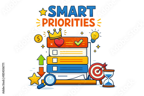 Smart priorities checklist with icons and vibrant colors