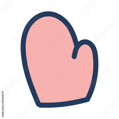 Warm knitted mitten isolated on transparent. Hand drawn line drawing vector illustration. Traditional holiday, Christmas, New Year, seasonal design element, winter clothes clip art