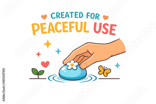 Peaceful use concept with hand and nature elements