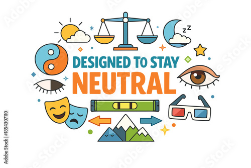 Balance and neutrality symbols: yin-yang, scale, masks, and more