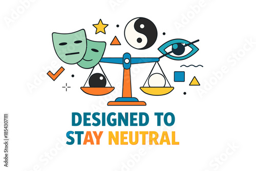 Balanced design concept with yin yang and masks