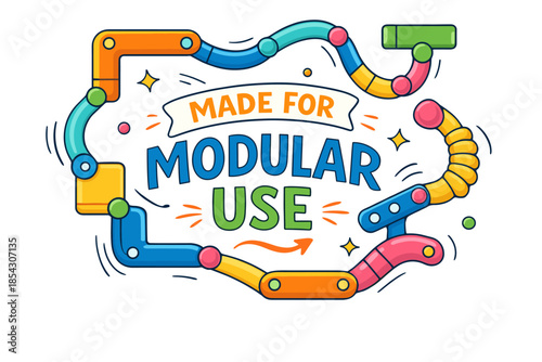 Colorful modular components frame with playful geometric design