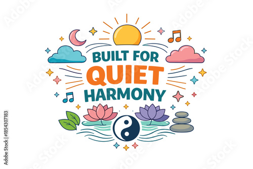 Built for quiet harmony: tranquil design with yin yang, lotus flowers, and sun symbol