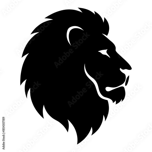 Wallpaper Mural Powerful black silhouette profile of a regal lion head with a magnificent mane symbolizing strength Torontodigital.ca