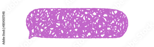 Pink crayon scribble speech bubble rectangle with organic hand drawn style. Chat and conversation message graphic shape creates a playful rectangle in unique bubble form for modern design.