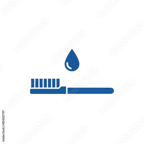 Blue Toothbrush and Water Droplet Icon Representing Oral Hygiene.