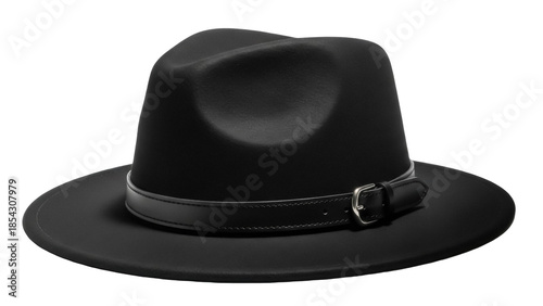 Fotografía Elegant black fedora hat isolated PNG, classic men s fashion accessory on transp