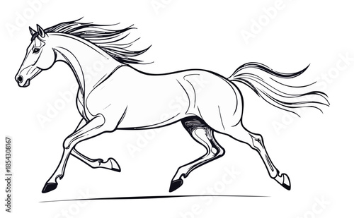 Minimalist Continuous One Line Horse Drawing.