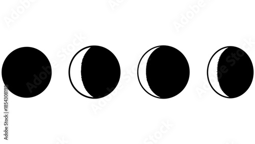 Illustration of the phases of the moon in a minimalist black and white design