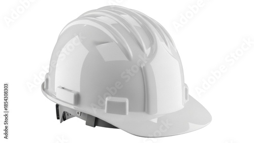 Photos Shiny white hard hat isolated PNG on transparent background, protective headgear