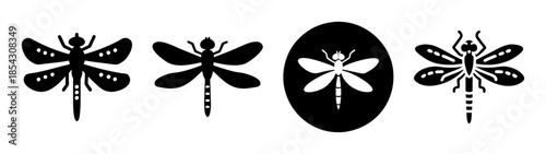 Dragonfly vector art design collection, insect silhouettes, nature inspired graphics and icons