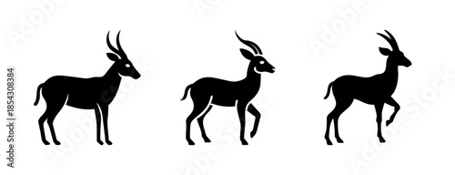 Silhouette of gazelles antelopes wildlife africa safari animals vector illustration design art
