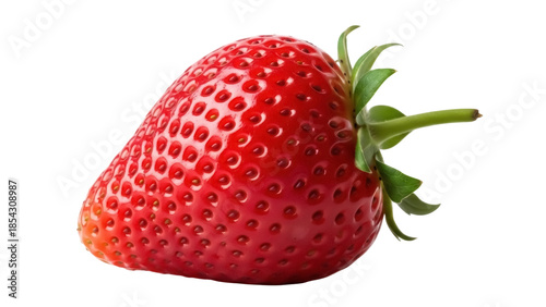 Foto Ripe red strawberry PNG isolated on transparent background, fresh fruit with gre