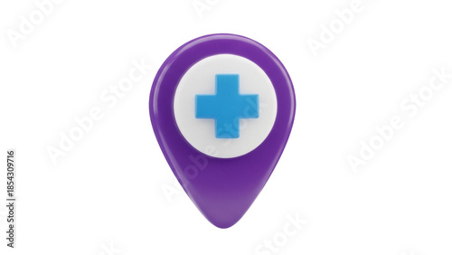 Free Download Medical location pin PNG isolated on transparent background, healthcare service pointer for maps and navigation apps - GFXLoad
