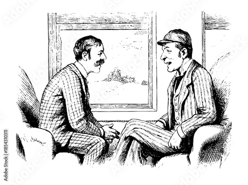 Two Men on a Train Talking