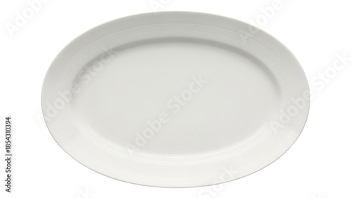 Photography Empty oval serving platter isolated PNG, white ceramic dish for food presentatio