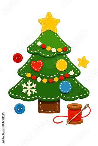 A handcrafted felt Christmas tree, a DIY concept, exemplifying handmade Christmas toy creativity