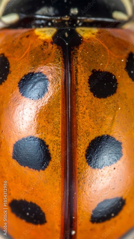 custom made wallpaper toronto digitalMacro close-up of a ladybug's vibrant orange and black spotted back, showcasing its intricate natural pattern.
