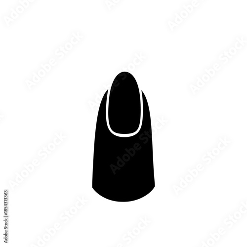 Black nail illustration depicts a close up view of a finger nail.