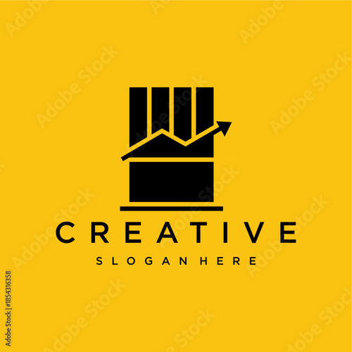 Modern minimalist icon representing business growth, financial progress, market trend analysis, and data visualization with an upward arrow symbol