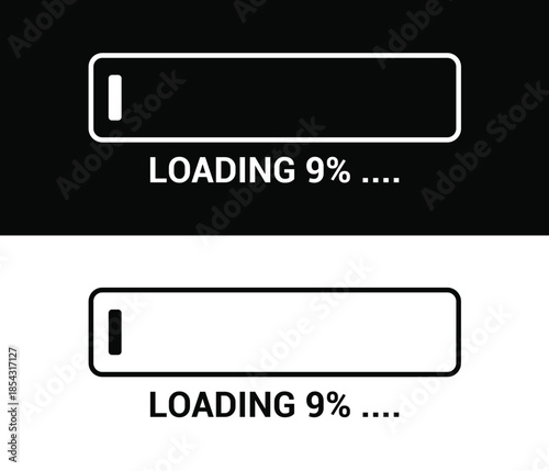 9% Loading Progress Bar download and upload icon Vector design illustration