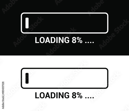 8% Loading Progress Bar download and upload icon Vector design illustration