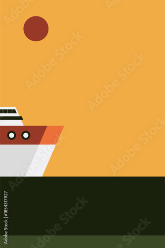 Minimalist ocean boat sunset wall art decor