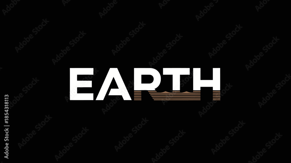 Obraz premium Bold typographical representation of the word EARTH against a stark black background