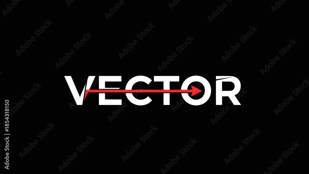 Fototapeta premium Bold vector typography graphic design with a sharp red arrow piercing through the letters
