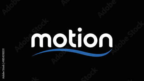 Clean modern minimalist logo text motion with subtle blue wave graphic on black background
