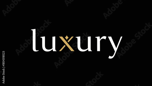 Elegant typography word luxury with stylized accent on black background
