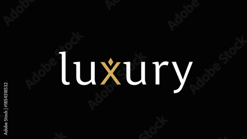 Elegant typography showcasing the word luxury with a golden embellishment on black background