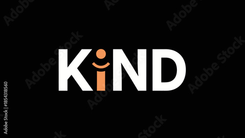 Emblematic word KIND visually represented with a stylized human figure within the letter i