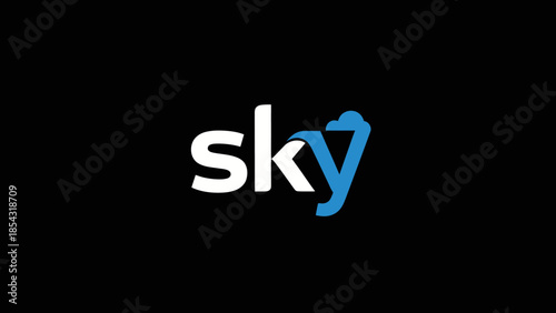Iconic Sky logo with integrated cloud element on a stark black background a modern brand identifier