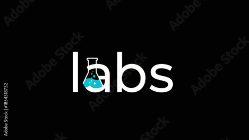 Innovative laboratory flask logo design symbolizing scientific discovery and research exploration