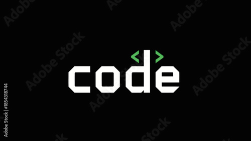 Minimalist digital coding text with abstract symbols on dark background