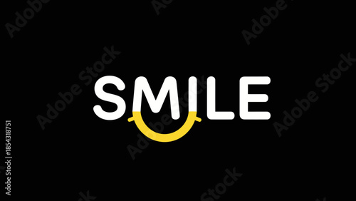 minimalist graphic design concept featuring the word smile with a subtle smiley face integrated