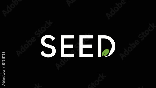 Minimalist logo design featuring the word SEED with a subtle green leaf accent