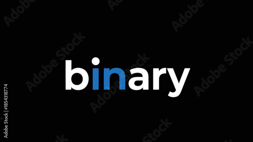 Minimalist typographic representation of the word binary with contrasting colors