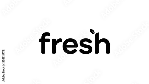 Minimalist typographic logo design representing the word fresh with a leaf accent