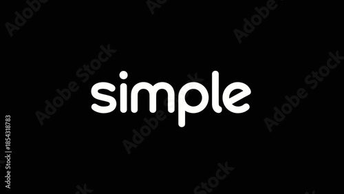 Minimalist typography featuring the word simple in bold white letters on a black background