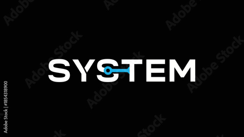 Modern abstract representation of the word system with a unique technological twist