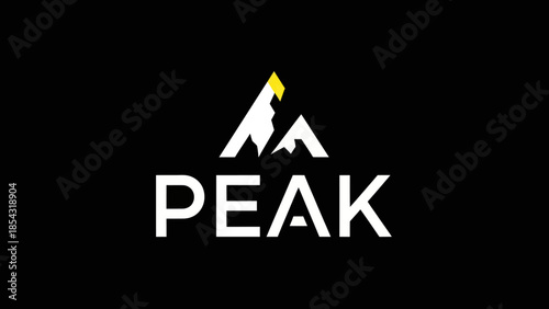 Modern abstract mountain peak logo with the word peak in bold white lettering