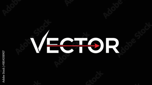Modern Bold Vector Wordmark with Red Arrow and Checkmark Accent on Black Background